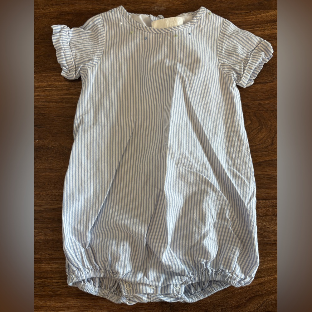 Lullaby Set Stripe blue boy bubble Sz 12m